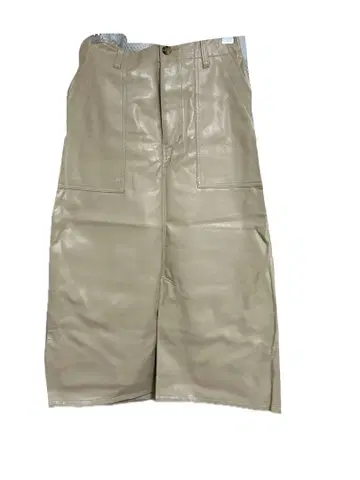 CPCM 베이지 가죽 타이트 스커트