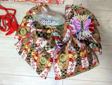 레트로 일본풍 오비 시치고산 여아용 꽃무늬 새상품급