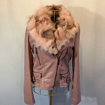 밤비노 페코라 램 가죽 퍼 포함 라이더 자켓 핑크