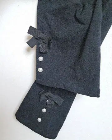 2 갤러리 비스콘티 밑단 리본 펄 속기모 따뜻한 팬츠 블랙 M