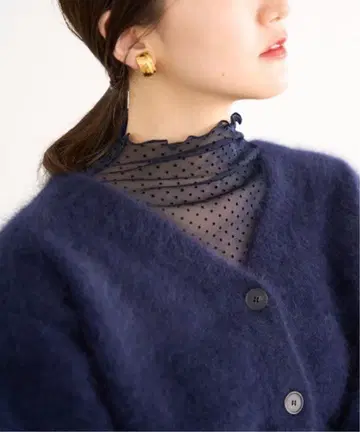 IENA 도트 튤 풀오버 네이비