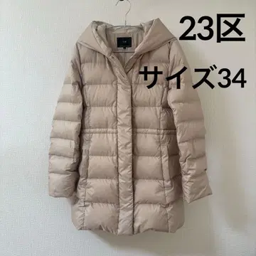 세탁 가능/발수 가공 시레 타프타 미들 기장 다운 코트 34 베이지