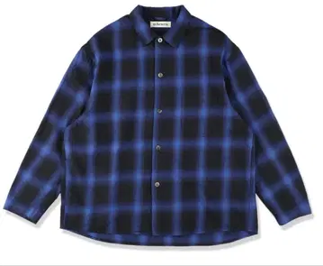 M 파랑 echeveria Back Gather Check Shirt