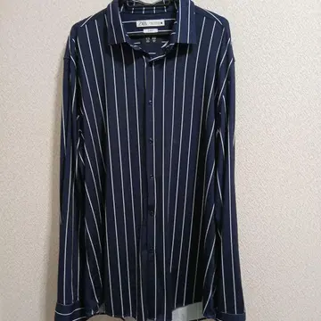 ZARA 네이비 스트라이프 셔츠 XL