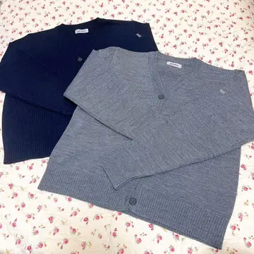 버튼 니트 가디건 2벌 세트 네이비 그레이