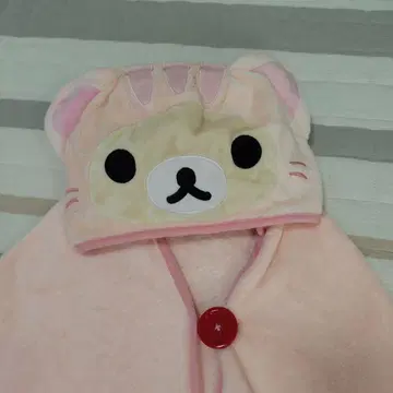 코리락쿠마 후드 부착 담요 핑크