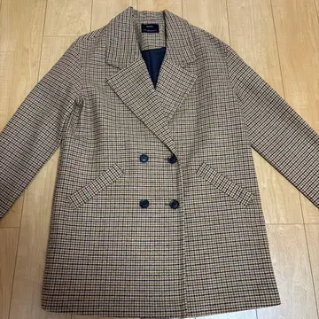 Bershka 체크 무늬 더블 브레스트 자켓 M-L