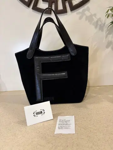 FEILER 블랙 토트백 F 로고