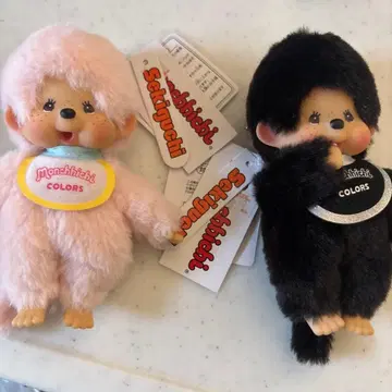 몬치치 봉제 인형 키링 핑크 블랙 세트