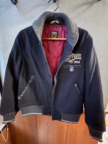 schott 가죽&울 바시티 자켓