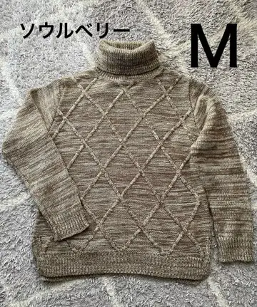 soulberry 베이지 다이아몬드 편직 터틀넥 M