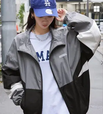 빅 실루엣 절개 블루종 바이컬러 볼륨 슬리브 모노마트