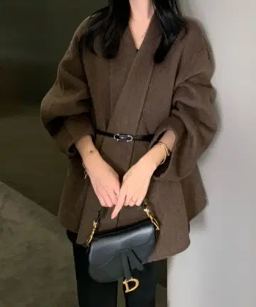 오버 사이즈 니트 멜톤 숏코트 Diosfront