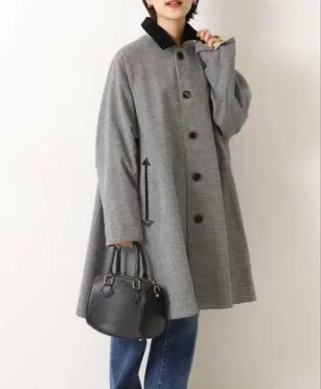 TICCA 리버서블 스텐카라 코트 화이트 블랙 하운드투스 x 베이지