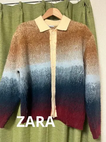 ZARA 모헤어 니트 스웨터 가디건 그라데이션 버즈아이