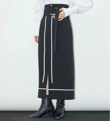 바이컬러 파이핑 타이트 스커트 UNITED TOKYO