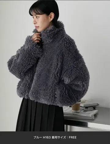 [ forksy. ] 푸들 퍼 지퍼 배색 하이넥 블루종 블루