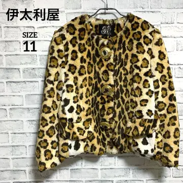 [ 이타리야 ] 이탈리아 레오파드 무늬 인조 모피 노카라 자켓