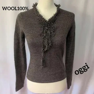 oggi 브라운 프린지 니트 스웨터