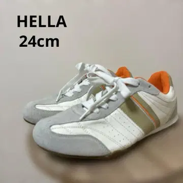 HELLA 헤라 24cm 플랫 스니커즈 신발 화이트 오렌지