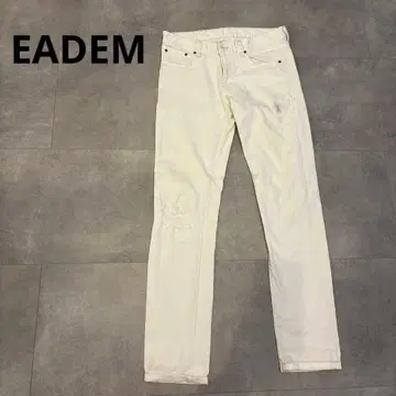 EADEM 남성용 화이트 데님 데미지 가공