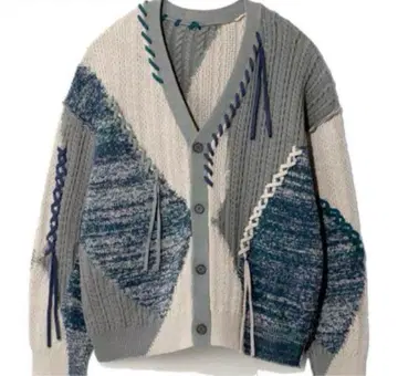 택 포함 미사용품 HARE 스티치 절개 니트 가디건