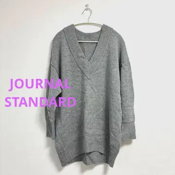 저널 스탠다드/그레이/V넥/긴팔 니트
