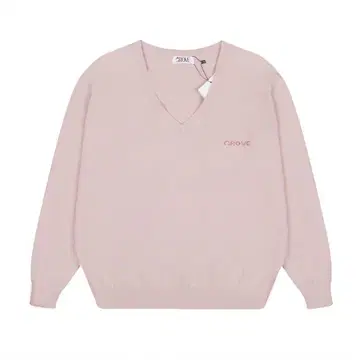 GROVE 핑크 V넥 긴팔 니트
