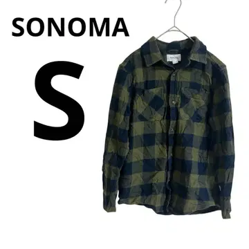 새상품급 SONOMA [ S ] 체크 무늬 플란넬 셔츠 그린 가을/겨울
