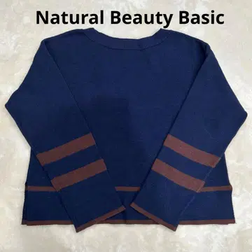 내추럴 뷰티 베이직 M 사이즈 니트 네이비 기장 짧음