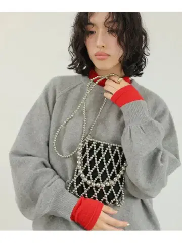 LEPSIM 실버 비즈 숄더백