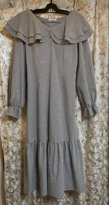 olive des olive 깅엄 체크 프릴 롱 원피스