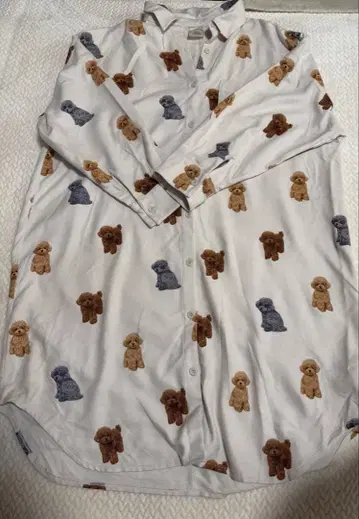 토이 푸들 패턴 플란넬 셔츠 원피스