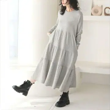 [ Donoban ] 속기모 티어드 원피스 롱 맨투맨 플레어