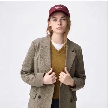 GU 더블 브레스트 체크 자켓 S