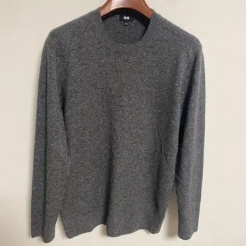 UNIQLO 유니클로 다크 그레이 캐시미어 100% 크루넥 스웨터 L