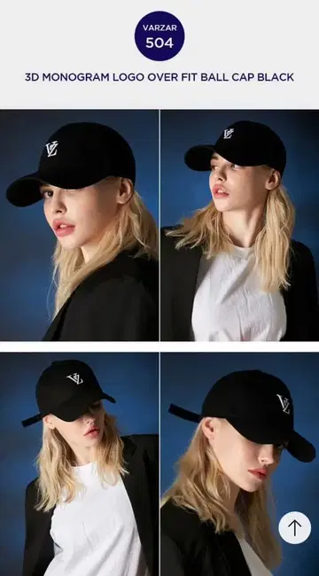 varzar 모노그램 로고 오버핏 캡 블랙