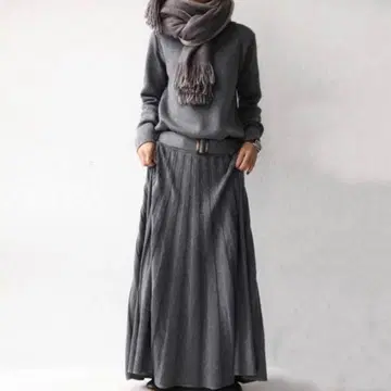 새상품급 antiqua patterntorso 니트 플리츠 롱 원피스