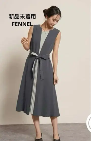 [ 미착용 새상품 ] FENNEL 바이컬러 허리 리본 드레스