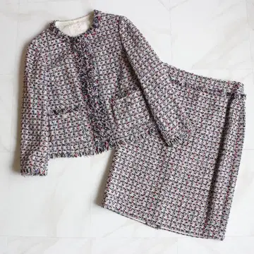 23구 헤리티지 셋업 수트 M 트위드 노카라 프랑스제