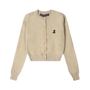 Rest&recreation 음표 자수 베이지 크롭 가디건