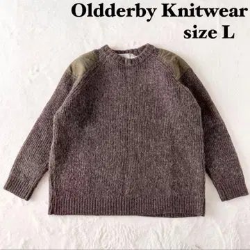 올드 더비 니트 의류 크루넥 모 100% 어깨 패치워크 L