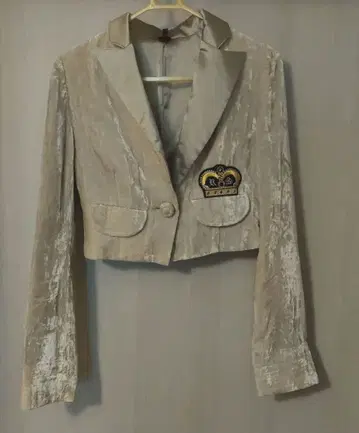 베이지 벨벳 테일러드 자켓 숏 기장