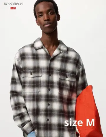 UNIQLO and JWA 브러쉬드 코튼 체크 셔츠