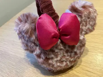 디즈니 미니 미키 귀도리 레오파드 무늬 핑크 레오파드 무늬 귀마개