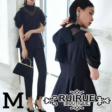 루일 에 부티크 오픈 숄더 상의 & 팬츠 드레스 블랙