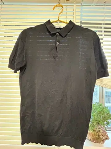 블랙 숏 슬리브 피케 셔츠