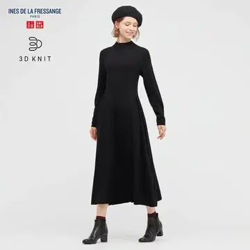 유니클로 x 이네스 콜라보 울 100% 원피스 네이비 S