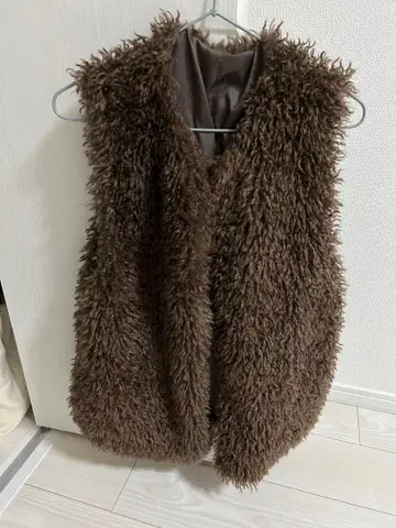 브라운 퍼 베스트 슬리브리스