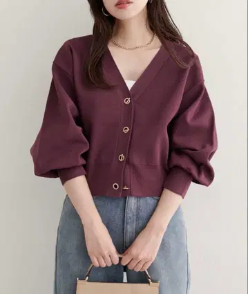 내추럴 꾸뛰르 아일렛 버튼 가디건 핑크 계열